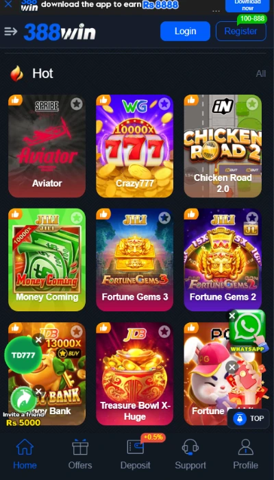 388Win Game dashboard image